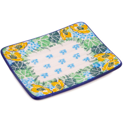Polish Pottery Soap Dish 5&quot; Spring Pond UNIKAT