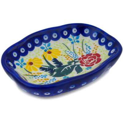 Polish Pottery Soap Dish 5&quot; Summer&#039;s Garden UNIKAT