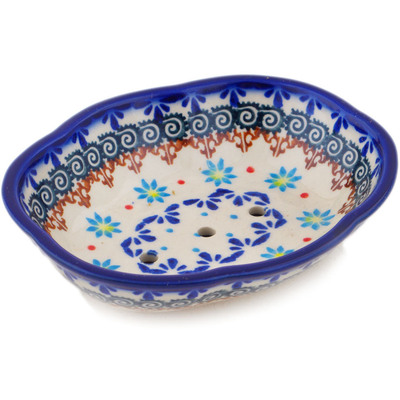Polish Pottery Soap Dish 5&quot; Sunflower Dance