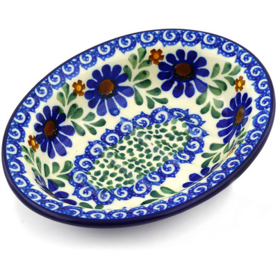 Polish Pottery Soap Dish 5&quot; Water Daisies