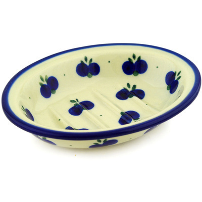 Polish Pottery Soap Dish 5&quot; Wild Blueberry