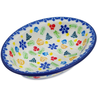 Polish Pottery Soap Dish 5&quot; Winter Sprinkles UNIKAT