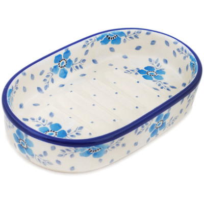 Polish Pottery Soap Dish 5&quot; Winter Wonderland
