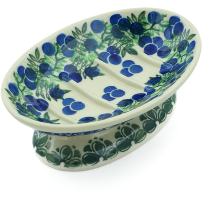 Polish Pottery Soap Dish 6&quot; Blueberry Fields Forever