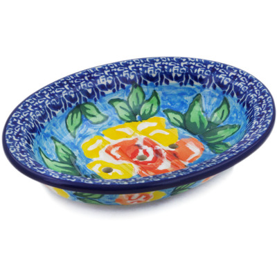 Polish Pottery Soap Dish 6&quot; Matisse Flowers UNIKAT