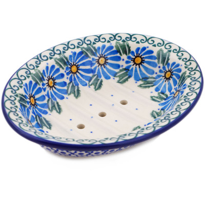 Polish Pottery Soap Dish 6&quot; Morning Daisy