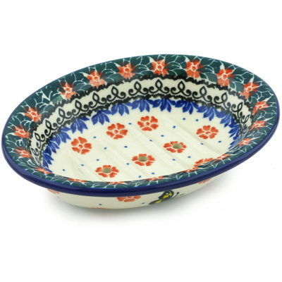 Polish Pottery Soap Dish 6&quot; Spring Butterfly