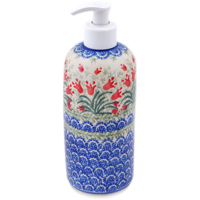 Polish Pottery Soap Dispenser 0&quot; Crimson Bells