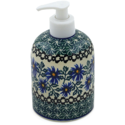 Polish Pottery Soap Dispenser 5&quot; Blue Chicory