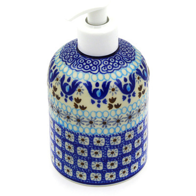 Polish Pottery Soap Dispenser 5&quot; Blue Ice
