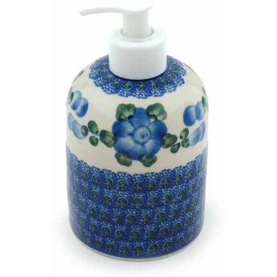 Polish Pottery Soap Dispenser 5&quot; Blue Poppies