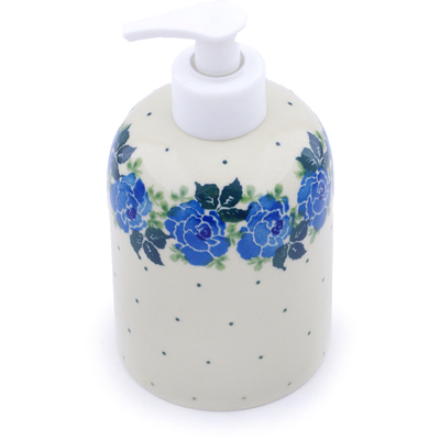 Polish Pottery Soap Dispenser 5&quot; Blue Rose
