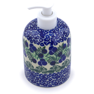Polish Pottery Soap Dispenser 5&quot; Blueberry Fields Forever