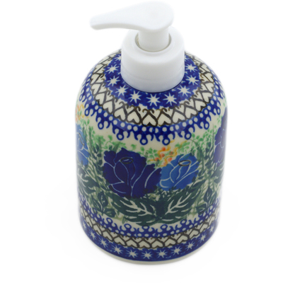 Polish Pottery Soap Dispenser 5&quot; Brilliant Blue Rose UNIKAT