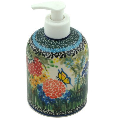 Polish Pottery Soap Dispenser 5&quot; Butterfly Garden UNIKAT