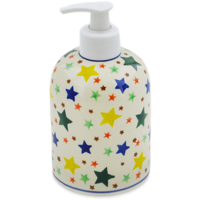 Polish Pottery Soap Dispenser 5&quot; Confetti Stars