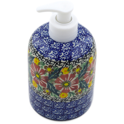 Polish Pottery Soap Dispenser 5&quot; Cosmos Garden UNIKAT