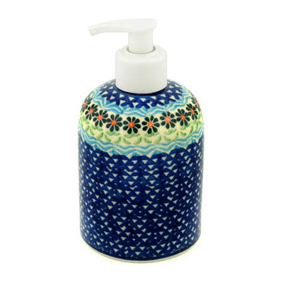 Polish Pottery Soap Dispenser 5&quot; Daisies By The Sea