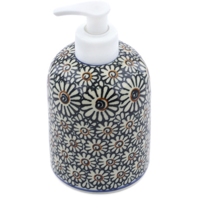 Polish Pottery Soap Dispenser 5&quot; Dark Daisies