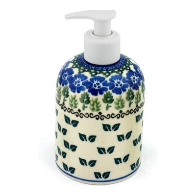 Polish Pottery Soap Dispenser 5&quot; Leaves And Flowers