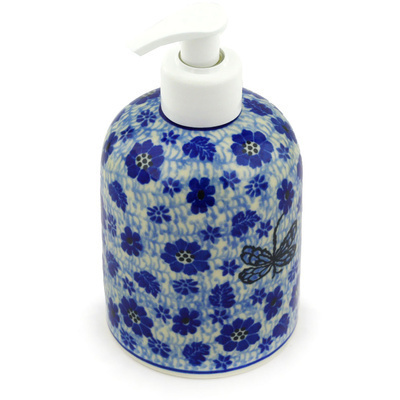 Polish Pottery Soap Dispenser 5&quot; Misty Dragonfly