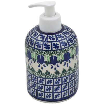 Polish Pottery Soap Dispenser 5&quot; Texas Bluebell