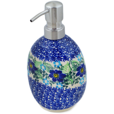 Polish Pottery Soap Dispenser 6&quot; Blue Floral Day UNIKAT