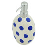 Polish Pottery Soap Dispenser 6&quot; Blue Polka Dot Beauty