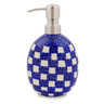 Polish Pottery Soap Dispenser 6&quot; Floral Checkerboard