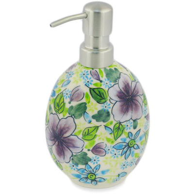 Polish Pottery Soap Dispenser 6&quot; Purple Dream UNIKAT