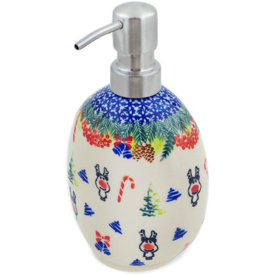 Polish Pottery Soap Dispenser 6&quot; Winter Sights UNIKAT