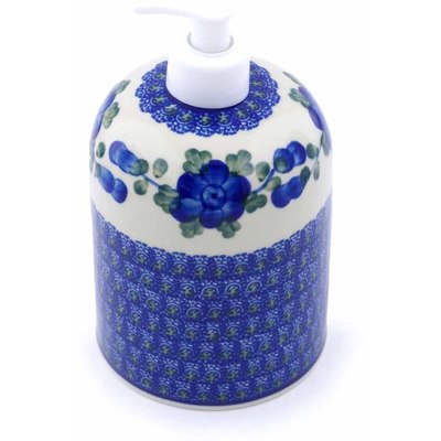 Polish Pottery Soap Dispenser 7&quot; Blue Poppies