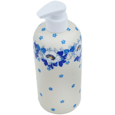 Polish Pottery Soap Dispenser 7&quot; Blue Spring