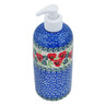 Polish Pottery Soap Dispenser 7&quot; Delicate Red Flowers
