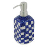 Polish Pottery Soap Dispenser 7&quot; Floral Checkerboard
