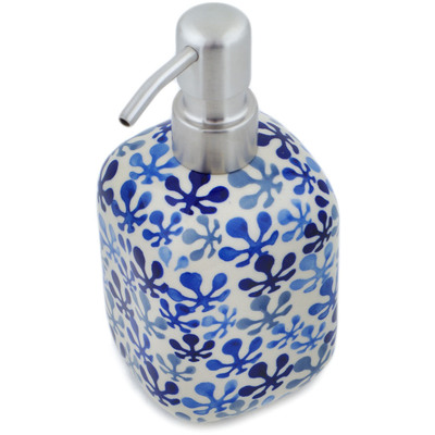 Polish Pottery Soap Dispenser 7&quot; Flower Clouds UNIKAT