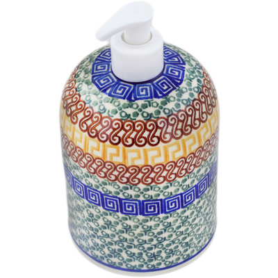 Polish Pottery Soap Dispenser 7&quot; Grecian Sea