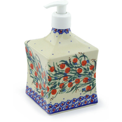 Polish Pottery Soap Dispenser 7&quot; Patriotic Blooms UNIKAT