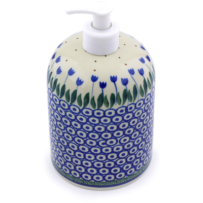 Polish Pottery Soap Dispenser 7&quot; Water Tulip