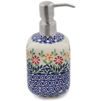 Polish Pottery Soap Dispenser 7&quot; Wave Of Flowers