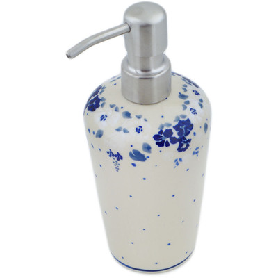 Polish Pottery Soap Dispenser 8&quot; December&#039;s Blooms UNIKAT