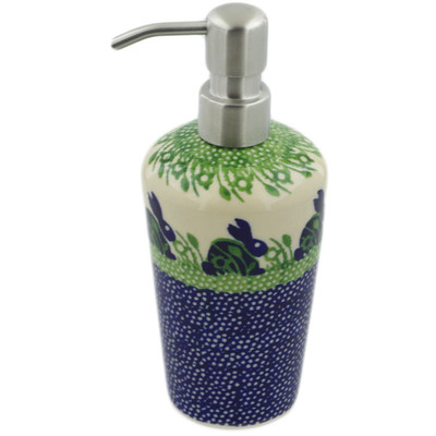Polish Pottery Soap Dispenser 8&quot; Hare In Tall Grass
