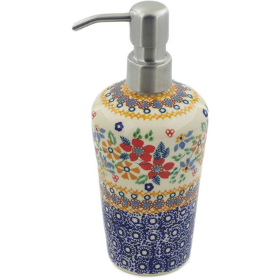 Polish Pottery Soap Dispenser 8&quot; Summer Bouquet UNIKAT