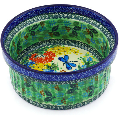 Polish Pottery Souffle Dish 8&quot; Garden Delight UNIKAT