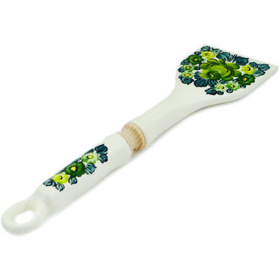 faience Spatula 11&quot; Green Wave