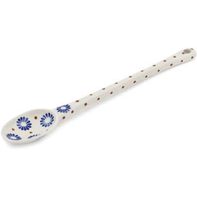 Polish Pottery Spoon 12&quot; Aster Polka Dot