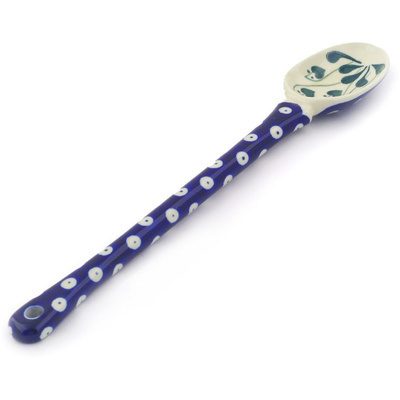 Polish Pottery Spoon 12&quot; Bleeding Heart Peacock