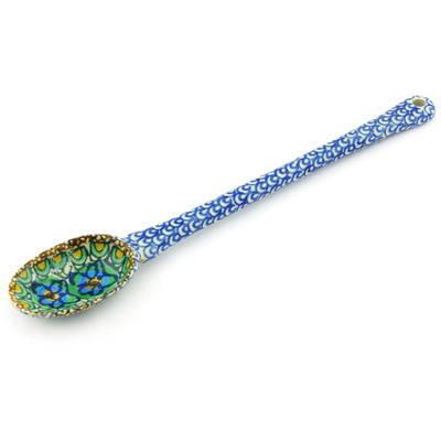 Polish Pottery Spoon 12&quot; Mardi Gras UNIKAT