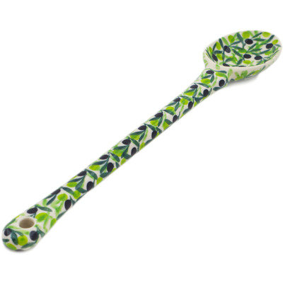 Polish Pottery Spoon 12&quot; Olive Grove UNIKAT