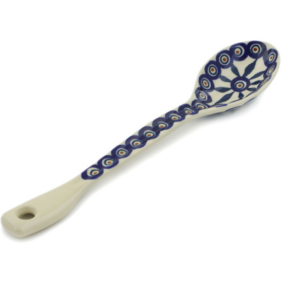 Polish Pottery Spoon 12&quot; Peacock